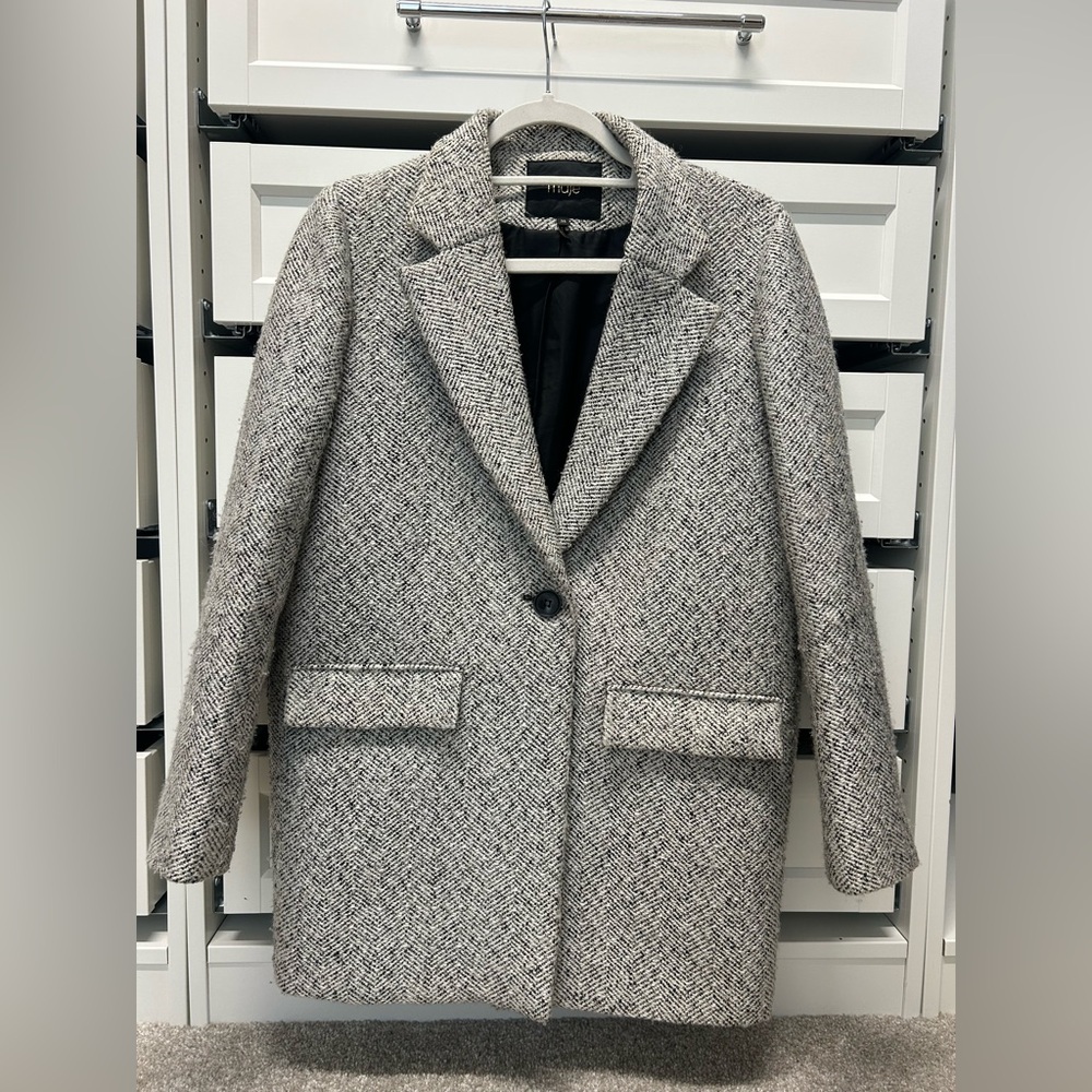 Maje Gray Herringbone Blazer